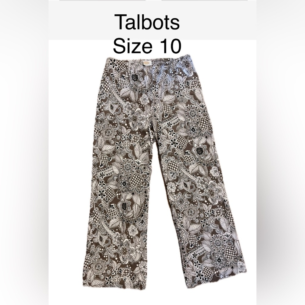 Talbots boho wide leg. Cotton lining & shell. Super cute brown & black. Size 10